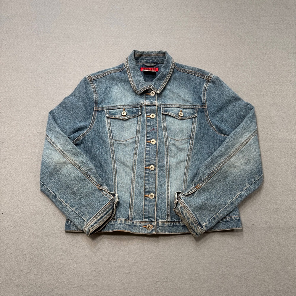 Vintage Santana Trucker Jacket Women's XL Blue Medium Wash Denim Classic Outdoor